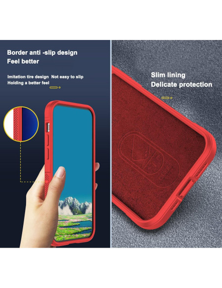 Funda Honor X6 Wousunly Silicona Anti-Fall Roja Ultra Delgada Funda Honor X6 Wousunly Silicona Anti-Fall Roja Ultra Delgada