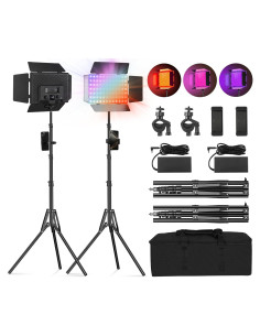 Kit de Luz de Video LED RGB 20W 12.6in Soonpho con Soporte