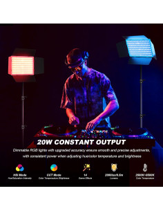 Kit de Luz de Video LED RGB 20W 12.6in Soonpho con Soporte 2