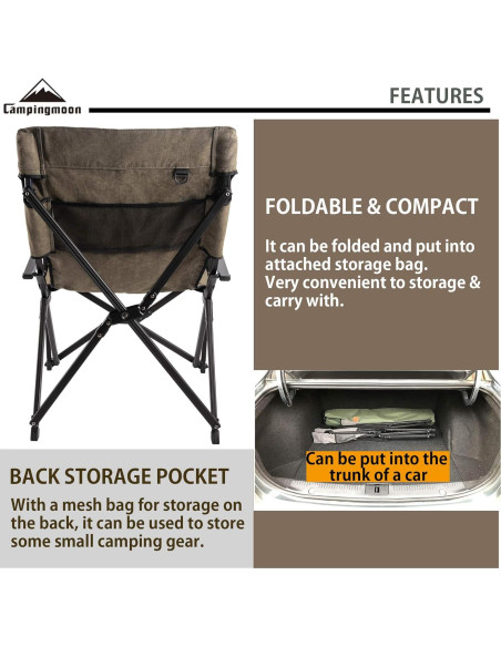 Silla de Camping Plegable Campingmoon F-1003C-K Caqui 100kg Silla de Camping Plegable Campingmoon F-1003C-K Caqui 100kg