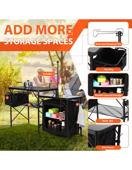 Mesa de Cocina Camping Nice C Plegable con Panel Solar 45W Mesa de Cocina Camping Nice C Plegable con Panel Solar 45W