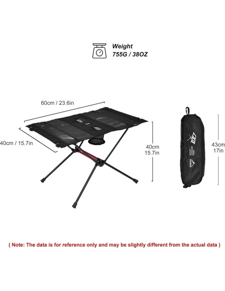 Mesa de Camping Plegable Widesea WSTB-201 Aluminio 60x40cm Mesa de Camping Plegable Widesea WSTB-201 Aluminio 60x40cm