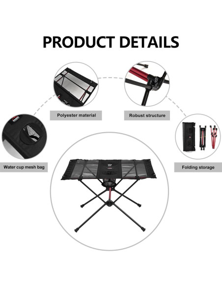 Mesa de Camping Plegable Widesea WSTB-201 Aluminio 60x40cm Mesa de Camping Plegable Widesea WSTB-201 Aluminio 60x40cm