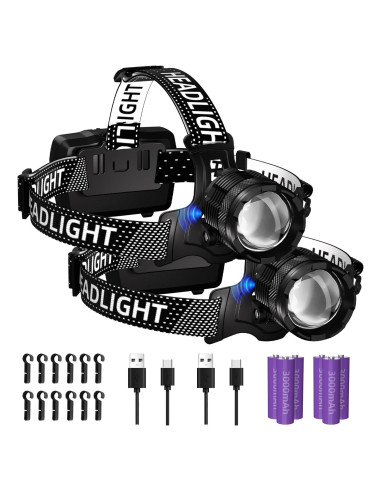 Linterna Frontal LED Recargable Zmoon 2000LM 40H IP67 2PCS