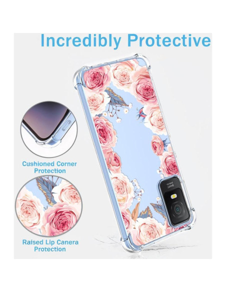 Funda TPU Floral Rosa para TCL 403 - Protección Antigolpes Funda TPU Floral Rosa para TCL 403 - Protección Antigolpes