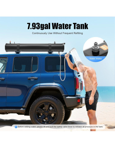 Ducha Exterior Portátil Fufiea 30L Solar Montada en Techo