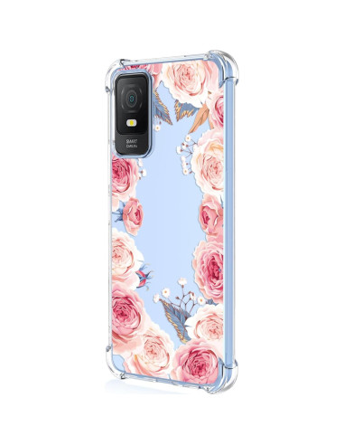 Funda TPU Floral Rosa para TCL 403 - Protección Antigolpes