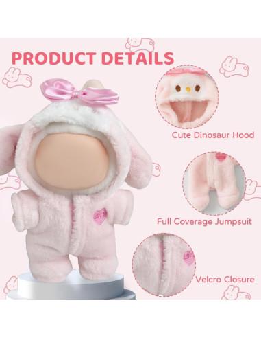 Conjunto de Ropa de Muñeca 17cm Labubu Estilo 5 Conejo Rosa