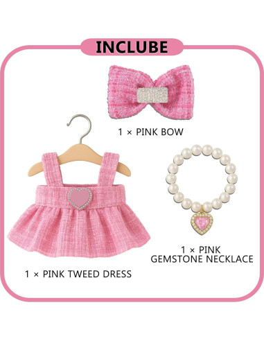 Conjunto de Ropa de Muñeca Rosa Hecho a Mano 17 cm Genovega