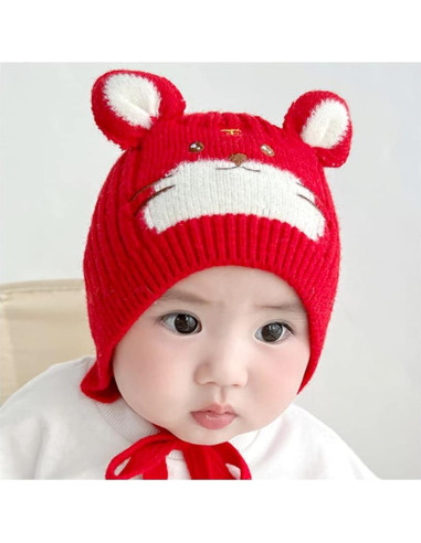 Gorro de punto IMLECK para bebés 3-18 meses algodón rojo
