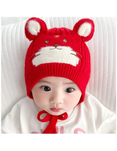 Gorro de punto IMLECK para bebés 3-18 meses algodón rojo