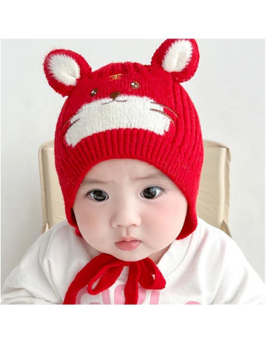 Gorro de punto IMLECK para bebés 3-18 meses algodón rojo