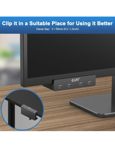 Hub USB C 4 Puertos EJAY BJ-4C-BK 10Gbps Aluminio con Abrazadera