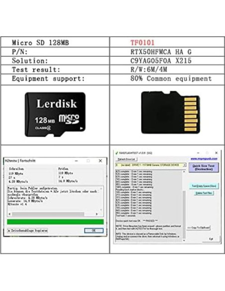 Tarjeta Micro SD Lerdisk 128MB Paquete de 10 para MP3 Tarjeta Micro SD Lerdisk 128MB Paquete de 10 para MP3