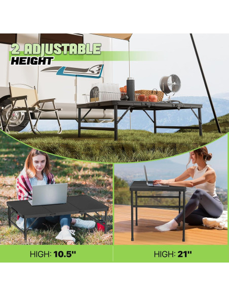 Mesa Plegable de Aluminio Magshion, Altura Ajustable 27-51 cm Mesa Plegable de Aluminio Magshion, Altura Ajustable 27-51 cm