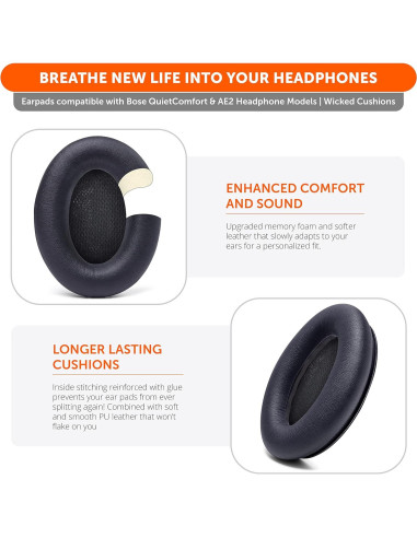 Almohadillas de Reemplazo Wicked Cushions para Auriculares Bose QC15 - Comodidad y Sonido Mejorados