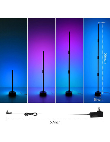 Lámpara de Pie RGB Aprafie 142 cm, Control APP, 16 Millones de Colores