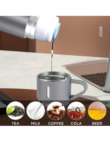 Botella Térmica ZMHQLPDZ 500ml Acero Inoxidable Gris con Taza