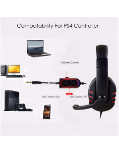 Auriculares de Videojuegos Fullbond con Micrófono 3.5mm Negro Rojo 2
