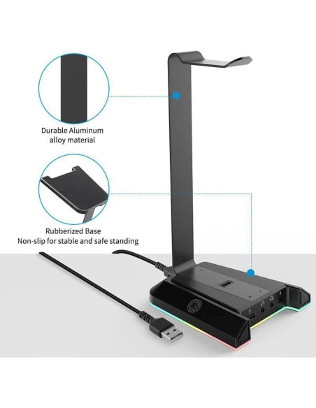 Soporte para Auriculares EKSA W1 RGB con Sonido Envolvente 7.1 Soporte para Auriculares EKSA W1 RGB con Sonido Envolvente 7.1