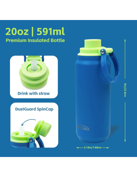 Botella de Agua Aislada Greylock 590 ml con Popote y Asa Botella de Agua Aislada Greylock 590 ml con Popote y Asa