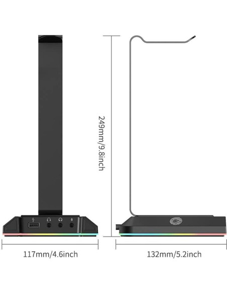 Soporte para Auriculares EKSA W1 RGB con Sonido Envolvente 7.1 Soporte para Auriculares EKSA W1 RGB con Sonido Envolvente 7.1