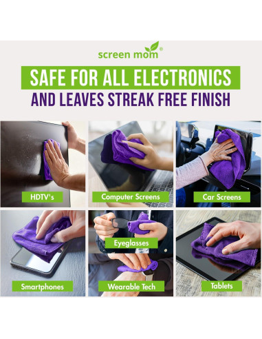 Kit de Limpieza de Pantallas Screen Mom 16oz + 4 Toallas Microfibra