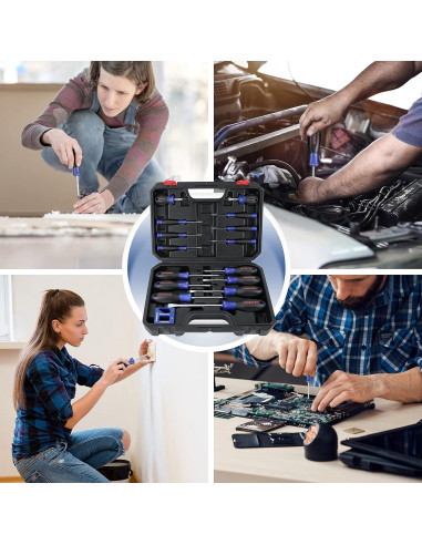 Juego de Destornilladores Magnéticos WORKPRO 16 Piezas con Estuche