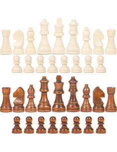 Piezas de Ajedrez de Madera AMEROUS con 2 Reinas Extra 7.62 cm 2