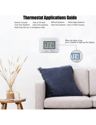Termostato No Programable Aowel AW711 2 Calor 2 Frío LCD