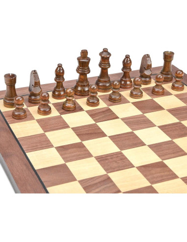 Piezas de Ajedrez de Madera AMEROUS con 2 Reinas Extra 7.62 cm