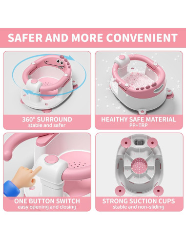 Asiento de Baño Antideslizante para Bebés TPN Rosa 6+ Meses