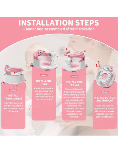 Asiento de Baño Antideslizante para Bebés TPN Rosa 6+ Meses