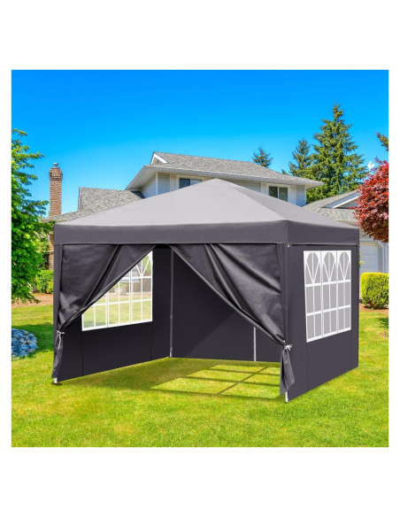 Gazebo Plegable Bonnlo 3m x 3m con Lados Impermeable Gris Gazebo Plegable Bonnlo 3m x 3m con Lados Impermeable Gris