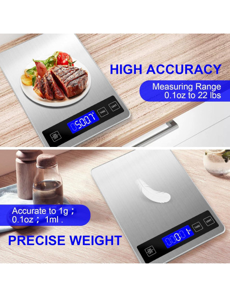 Escala de Cocina Digital 10kg Ionsno, Precisión 1g, Acero Inoxidable Escala de Cocina Digital 10kg Ionsno, Precisión 1g, Acero Inoxidable