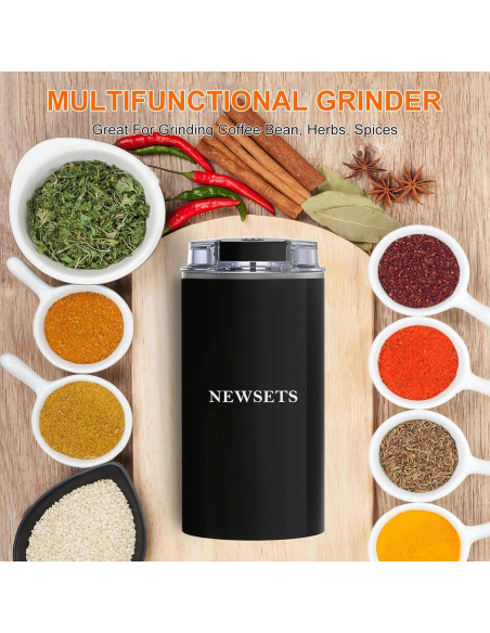 Cafetera 4 en 1 NEWSETS con Molinillo y Espumador, Negro Cafetera 4 en 1 NEWSETS con Molinillo y Espumador, Negro
