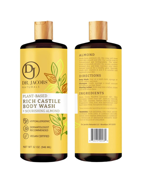 Jabón Corporal Natural Dr. Jacobs 32 oz Almendra Hidratante Jabón Corporal Natural Dr. Jacobs 32 oz Almendra Hidratante
