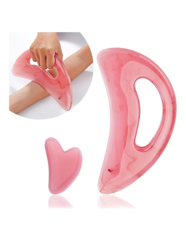 Herramienta Gua Sha Grande Frikan Rosa para Cuerpo y Cara