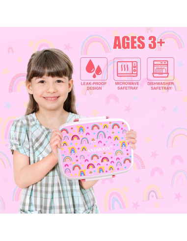Caja Bento para Niños ANDMOON Rosa 5 Compartimentos 1300ml