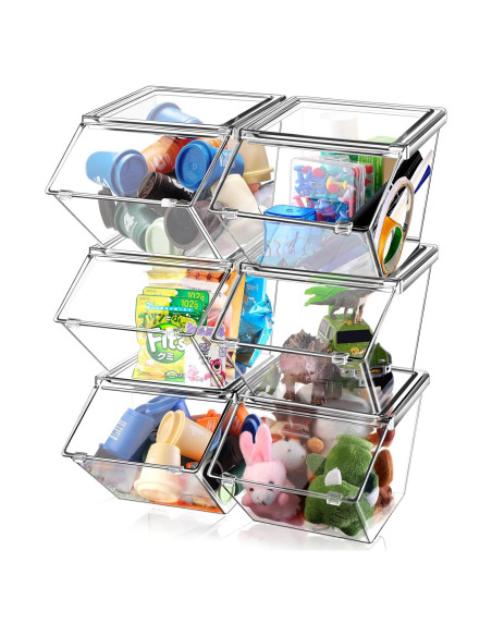 Contenedores de Almacenamiento Plástico Transparente Yerliker 6 Pcs Contenedores de Almacenamiento Plástico Transparente Yerliker 6 Pcs