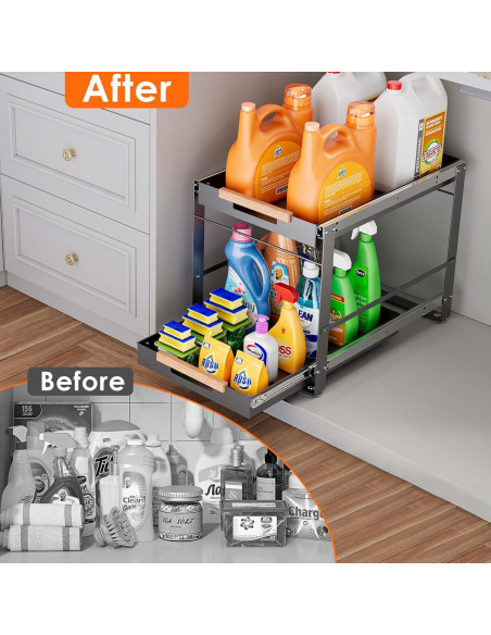 Organizador Bajo Fregadero AndUp 2 Niveles Metal Gris Organizador Bajo Fregadero AndUp 2 Niveles Metal Gris