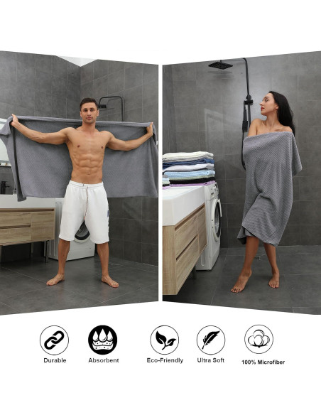 Juego de Toallas de Baño Extra Grande 89x178 cm Smuge - 4 Piezas Microfibra Alta Absorción Juego de Toallas de Baño Extra Grande 89x178 cm Smuge - 4 Piezas Microfibra Alta Absorción
