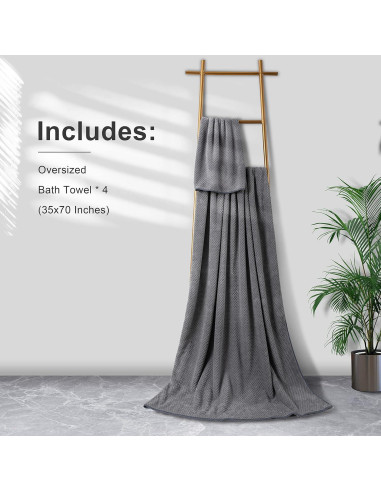 Juego de Toallas de Baño Extra Grande 89x178 cm Smuge - 4 Piezas Microfibra Alta Absorción