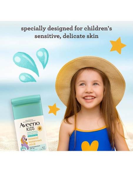 Protector Solar Mineral Aveeno Kids Stick SPF 50 Piel Sensible 42g Protector Solar Mineral Aveeno Kids Stick SPF 50 Piel Sensible 42g