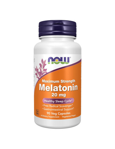 Melatonina 20 mg NOW Foods - 90 Cápsulas Veganas para Sueño Saludable