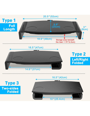 Soporte de Monitor Plegable AboveTEK con Cajón Ajustable Negro