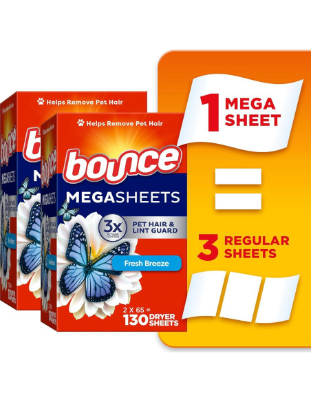 Hojas para Secadora Bounce Mega Brisa Fresca 130 Unidades Hojas para Secadora Bounce Mega Brisa Fresca 130 Unidades