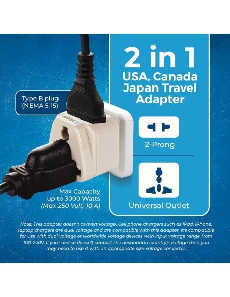 Adaptador de Enchufe de Viaje OREI Tipo B - Paquete de 2 Adaptador de Enchufe de Viaje OREI Tipo B - Paquete de 2