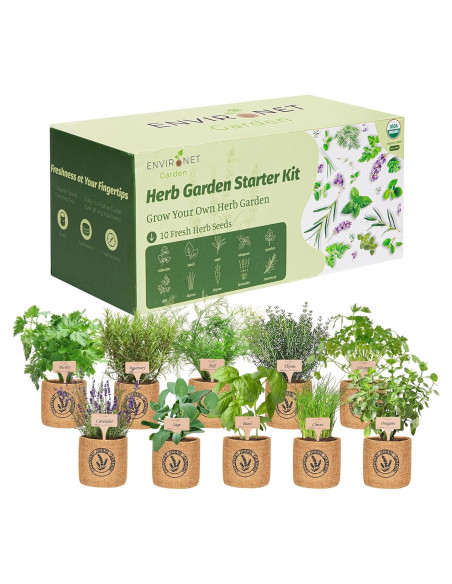 Kit de Jardín de Hierbas de Interior Environet - 10 Variedades Orgánicas Kit de Jardín de Hierbas de Interior Environet - 10 Variedades Orgánicas