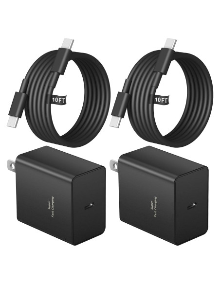 Cargador USB Tipo C 45W Rápido 2-Pack con Cable 3m Samsung Cargador USB Tipo C 45W Rápido 2-Pack con Cable 3m Samsung